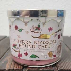 Bath & Body Works Cherry Blossom Pound Cake Candle - Pink and Gold